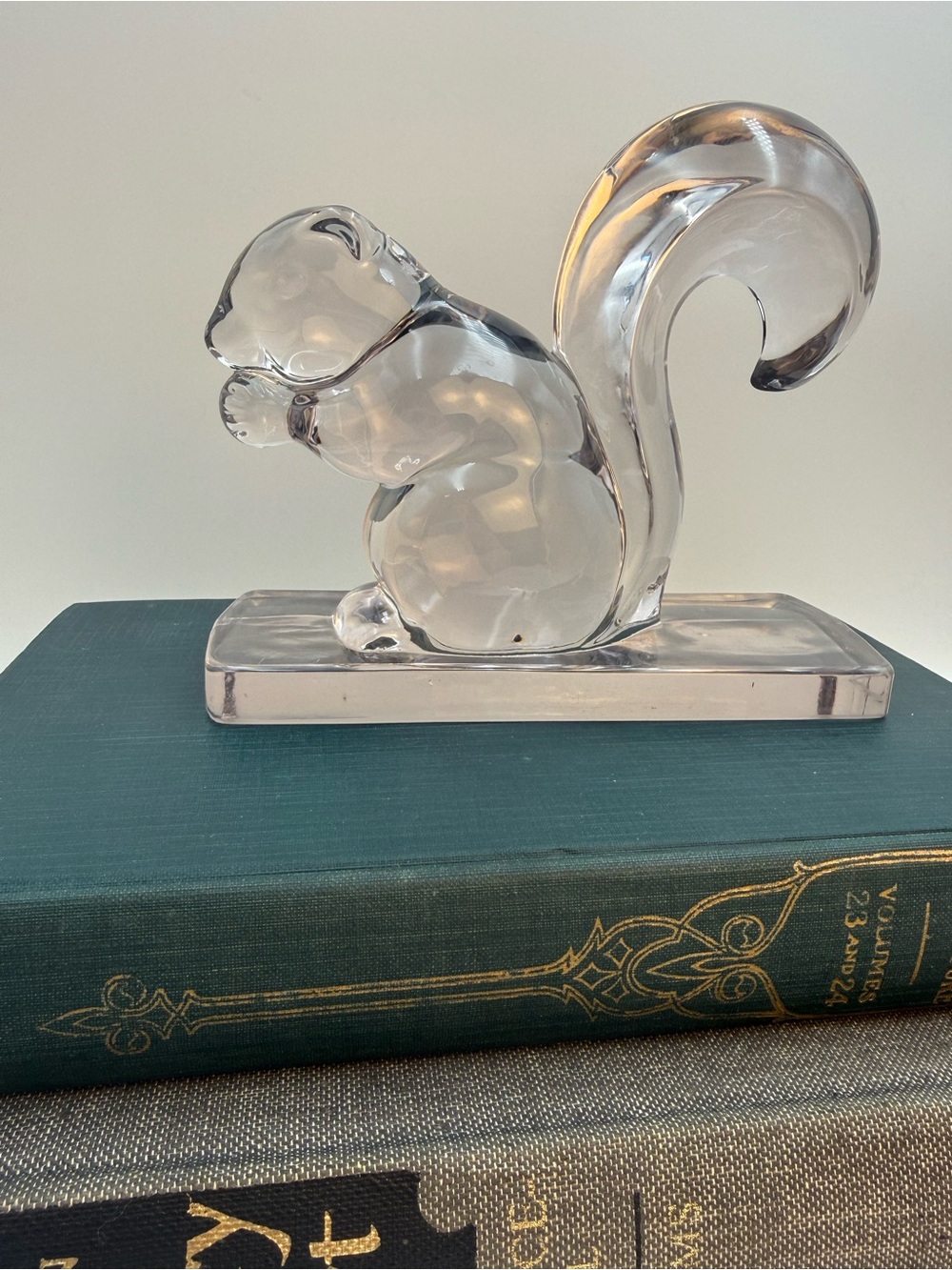 Vintage Glass Squirrel Bookend / Paperweight, New Martinsville Glass Co